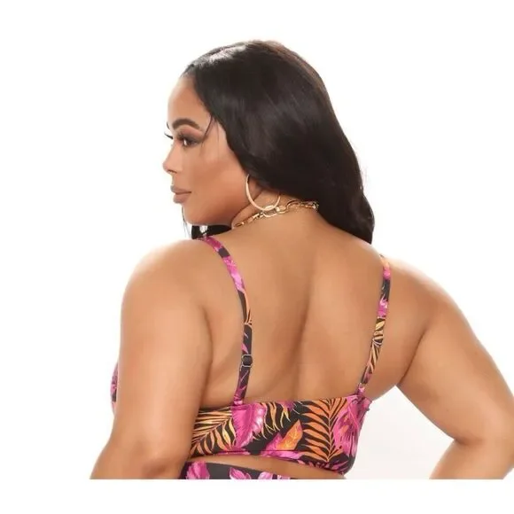 NWT Fashion Nova Tropical Palm Tree Vacation Cami Swim Top | 2X - Picture 2 of 8